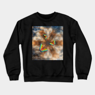 Surreal butterflies on corrugated iron mandala Crewneck Sweatshirt